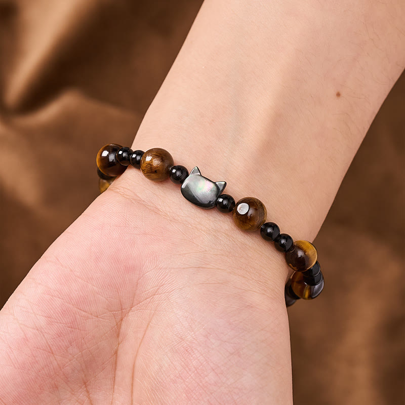Buddha Stones Armband mit gelbem Tigeraugen-Katzenanhänger und Selbstvertrauenssymbol - image 5