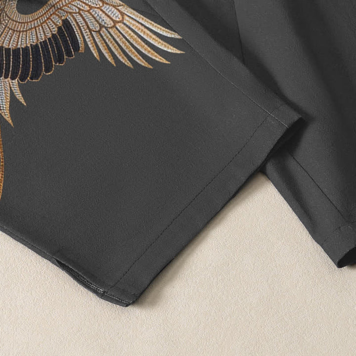 Buddha Stones Herrenhose aus reiner Baumwolle mit Doppelkranichmuster, Kordelzug, schmal zulaufendem Bein und Taschen - image 5
