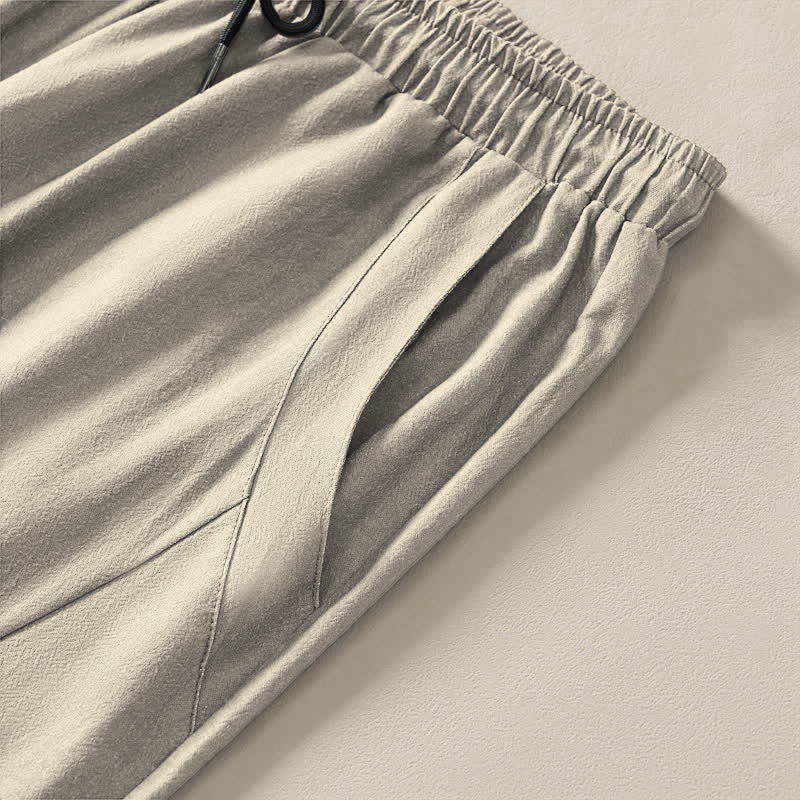 Buddha Stones Herrenhose aus reiner Baumwolle mit Zen-Pflaumenblütenmuster, Kordelzug und Taschen - image 4