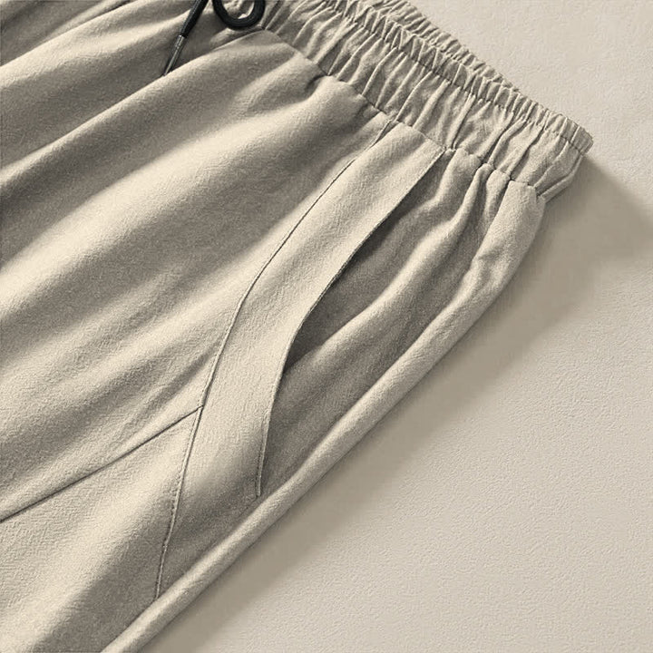 Buddha Stones Herrenhose aus reiner Baumwolle mit Zen-Pflaumenblütenmuster, Kordelzug und Taschen - image 4