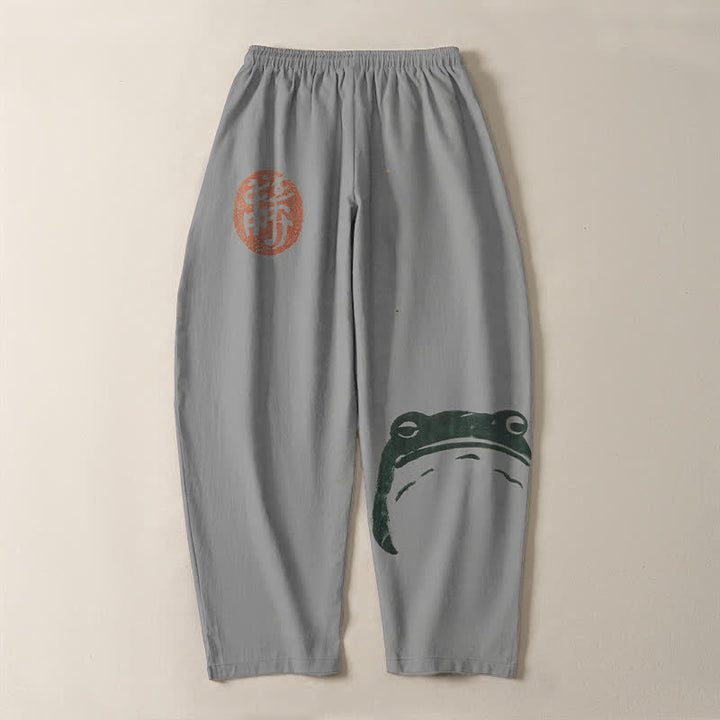 Buddha Stones Herrenhose aus reiner Baumwolle mit Robben- und Froschmuster, Kordelzug, schmal zulaufendem Schnitt und Taschen - image 14