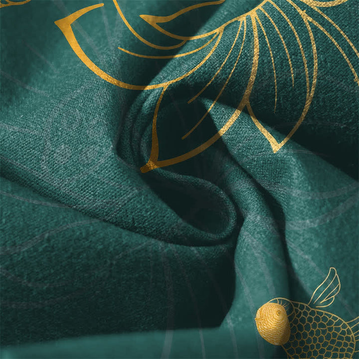 Buddha Stones Herrenhose aus reiner Baumwolle mit goldenem Lotus-Koi-Muster, Kordelzug und Taschen - image 6
