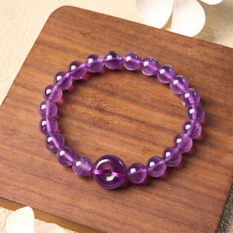 Buddha Stones Amethyst-Friedensschnalle, Stressabbau, handpoliertes rundes Armband - image 2