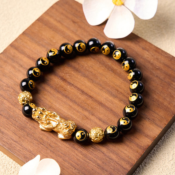 Buddha Stones Schwarzes Onyx-Kupfer-Pi-Xiu-Perlen-Reichtumsarmband - image 2