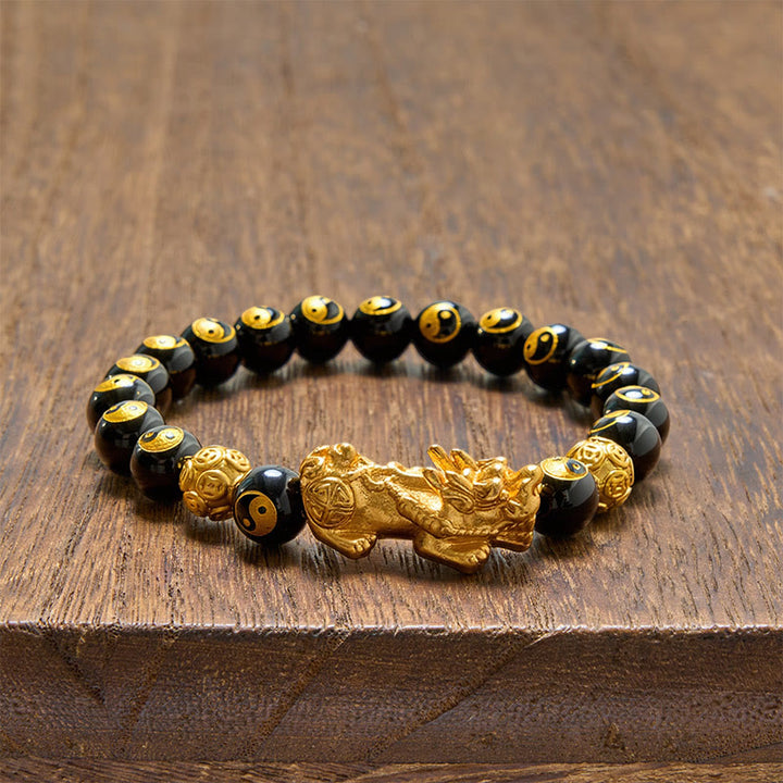 Buddha Stones Schwarzes Onyx-Kupfer-Pi-Xiu-Perlen-Reichtumsarmband - image 3