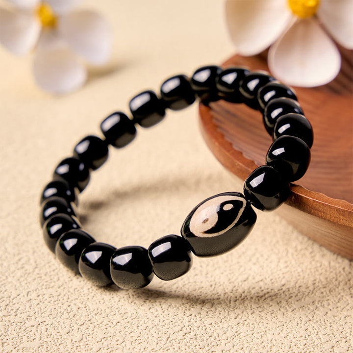 Buddha Stones Schwarzes Onyx-Yin-Yang-Perlen-Harmonie-Armband - Yin Yang (Gleichgewicht ♥ Harmonie) - image 0
