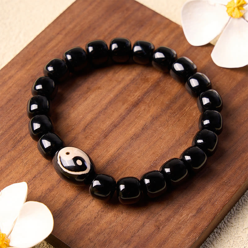 Buddha Stones Schwarzes Onyx-Yin-Yang-Perlen-Harmonie-Armband - image 2