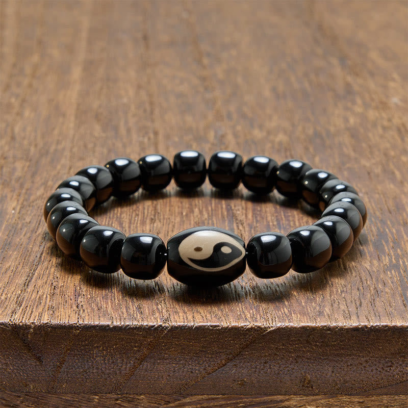 Buddha Stones Schwarzes Onyx-Yin-Yang-Perlen-Harmonie-Armband - image 3