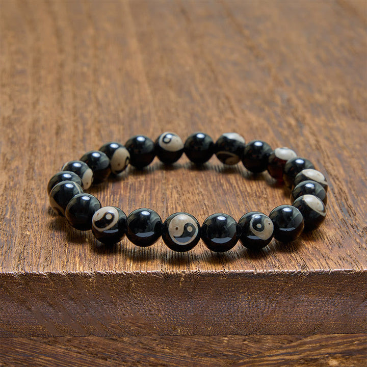 Buddha Stones Balance-Armband aus schwarzen Onyx-Yin-Yang-Perlen - image 3