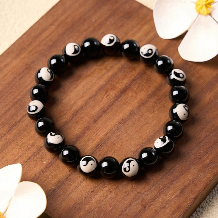 Buddha Stones Balance-Armband aus schwarzen Onyx-Yin-Yang-Perlen - Yin Yang (Gleichgewicht ♥ Harmonie) - image 0