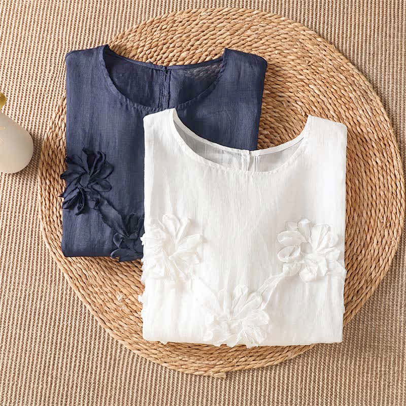 Buddha Stones Sommerliches, lässiges Boho-T-Shirt mit Blumenmuster für Damen, Kurzarm - image 14