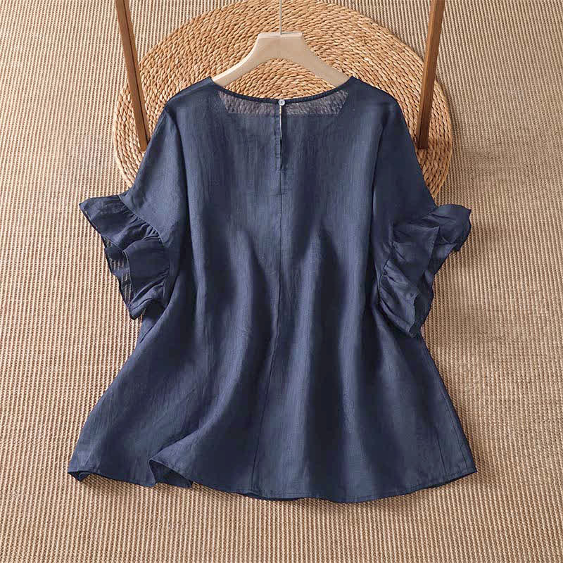 Buddha Stones Sommerliches, lässiges Boho-T-Shirt mit Blumenmuster für Damen, Kurzarm - image 7
