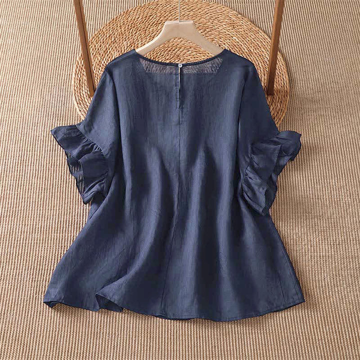 Buddha Stones Sommerliches, lässiges Boho-T-Shirt mit Blumenmuster für Damen, Kurzarm - image 7
