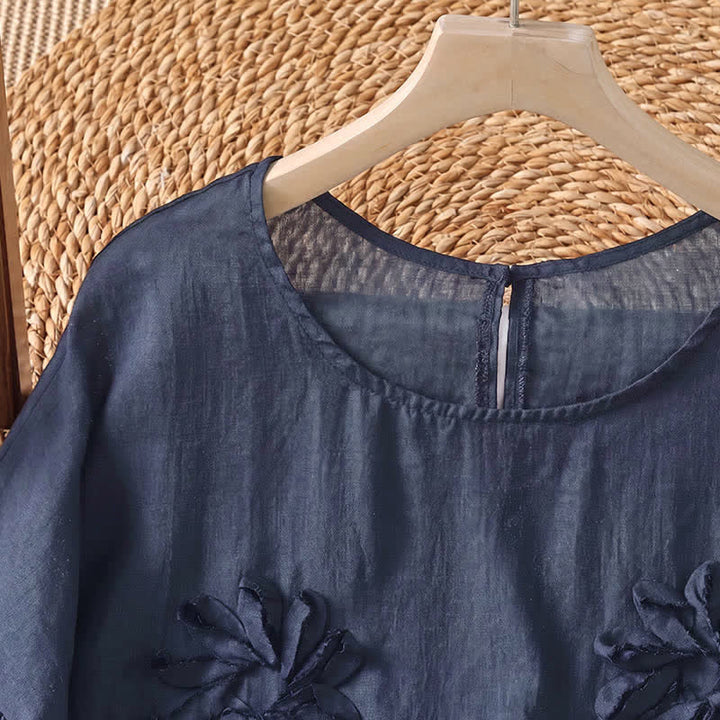 Buddha Stones Sommerliches, lässiges Boho-T-Shirt mit Blumenmuster für Damen, Kurzarm - image 8