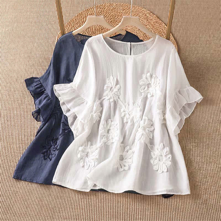 Buddha Stones Sommerliches, lässiges Boho-T-Shirt mit Blumenmuster für Damen, Kurzarm - image 13