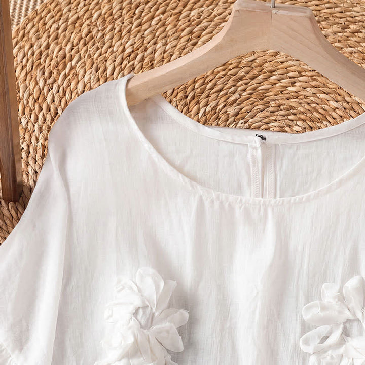 Buddha Stones Sommerliches, lässiges Boho-T-Shirt mit Blumenmuster für Damen, Kurzarm - image 2