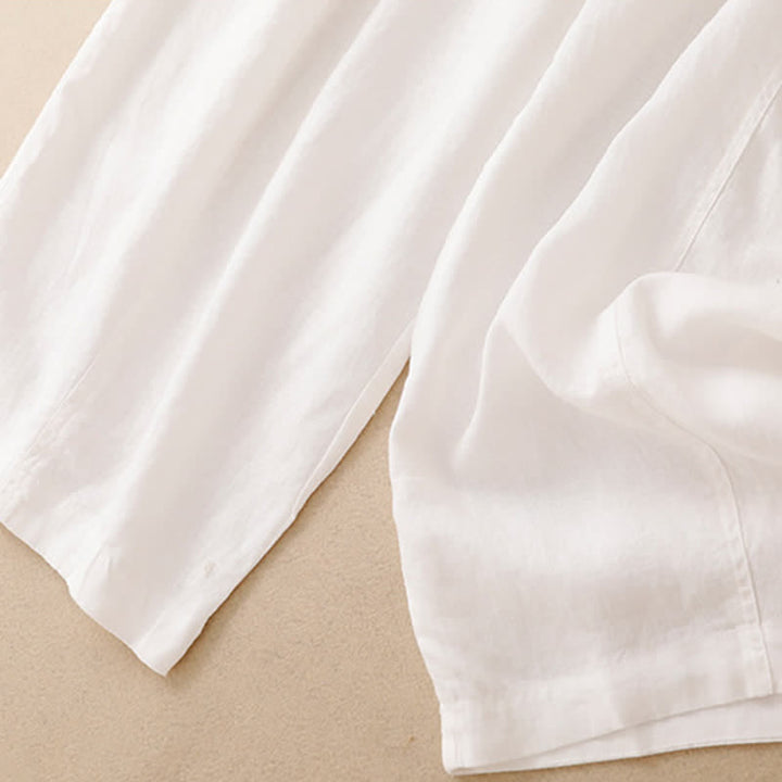 Buddha Stones Lässige, minimalistische Cropped-Hose mit Reißverschluss für Damen, Damenhose mit weitem Bein und Taschen, ideal für Frühling und Sommer - image 37
