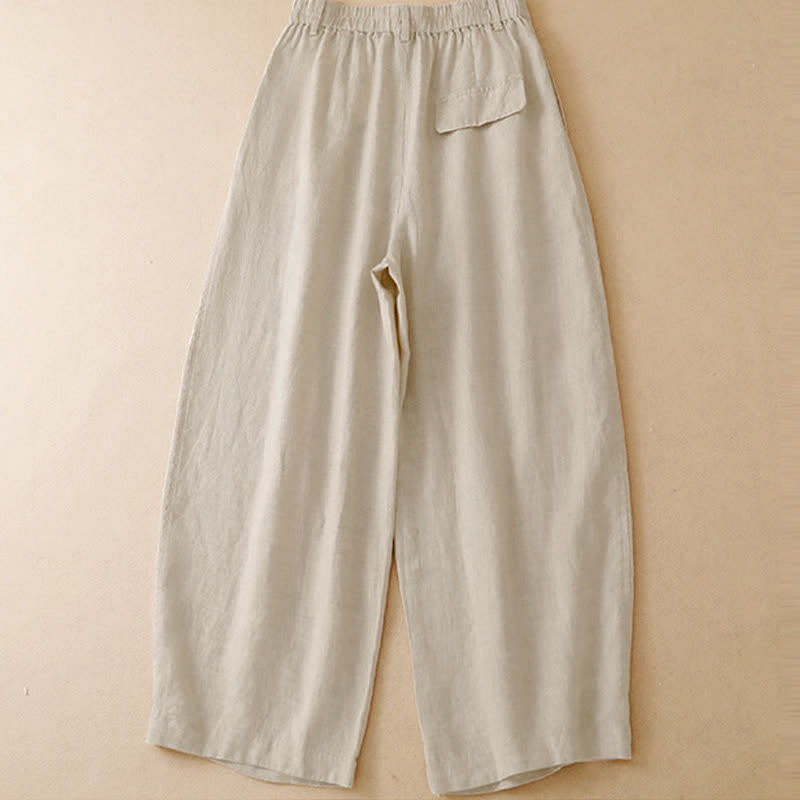 Buddha Stones Lässige, minimalistische Cropped-Hose mit Reißverschluss für Damen, Damenhose mit weitem Bein und Taschen, ideal für Frühling und Sommer - image 19