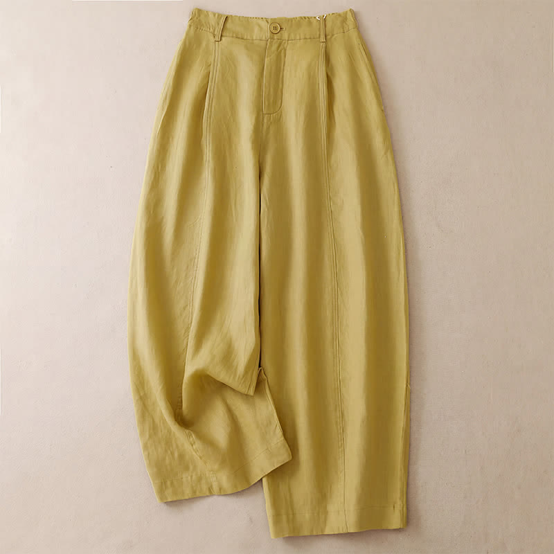 Buddha Stones Lässige, minimalistische Cropped-Hose mit Reißverschluss für Damen, Damenhose mit weitem Bein und Taschen, ideal für Frühling und Sommer - Khaki - US8-10, UK/AU12-14, EU40-42 (2XL) - image 0