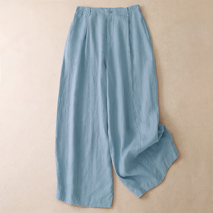 Buddha Stones Lässige, minimalistische Cropped-Hose mit Reißverschluss für Damen, Damenhose mit weitem Bein und Taschen, ideal für Frühling und Sommer - Hellblau - US8-10, UK/AU12-14, EU40-42 (2XL) - image 7