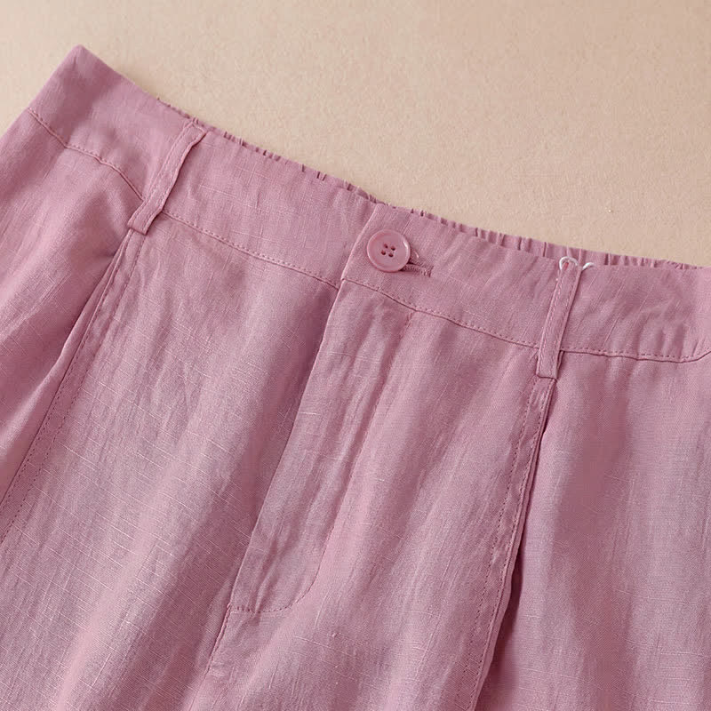 Buddha Stones Lässige, minimalistische Cropped-Hose mit Reißverschluss für Damen, Damenhose mit weitem Bein und Taschen, ideal für Frühling und Sommer - image 28