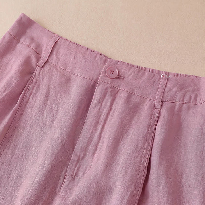 Buddha Stones Lässige, minimalistische Cropped-Hose mit Reißverschluss für Damen, Damenhose mit weitem Bein und Taschen, ideal für Frühling und Sommer - image 28