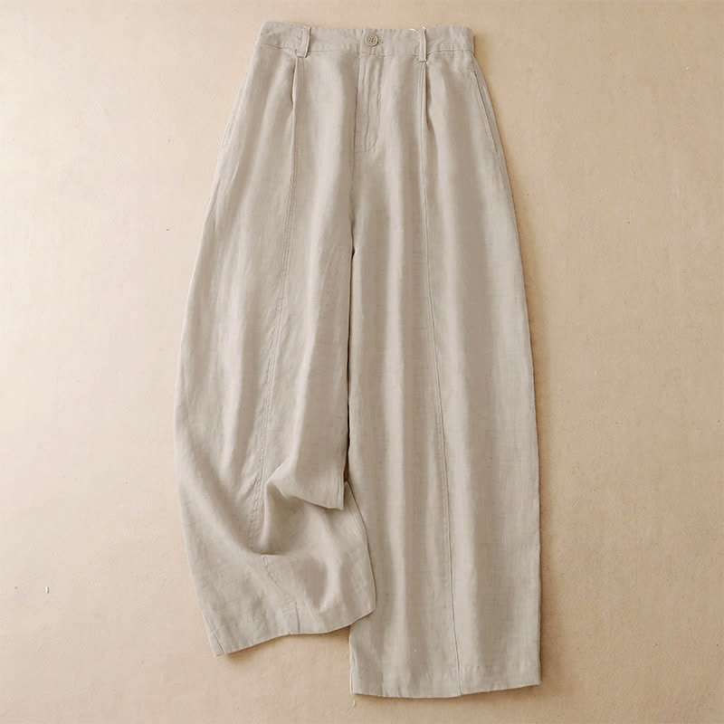 Buddha Stones Lässige, minimalistische Cropped-Hose mit Reißverschluss für Damen, Damenhose mit weitem Bein und Taschen, ideal für Frühling und Sommer - Beige - US8-10, UK/AU12-14, EU40-42 (2XL) - image 18