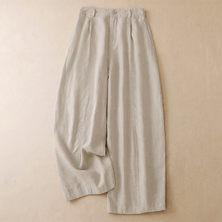 Buddha Stones Lässige, minimalistische Cropped-Hose mit Reißverschluss für Damen, Damenhose mit weitem Bein und Taschen, ideal für Frühling und Sommer - Beige - US8-10, UK/AU12-14, EU40-42 (2XL) - image 18
