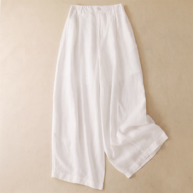 Buddha Stones Lässige, minimalistische Cropped-Hose mit Reißverschluss für Damen, Damenhose mit weitem Bein und Taschen, ideal für Frühling und Sommer - Weiß - US8-10, UK/AU12-14, EU40-42 (2XL) - image 34