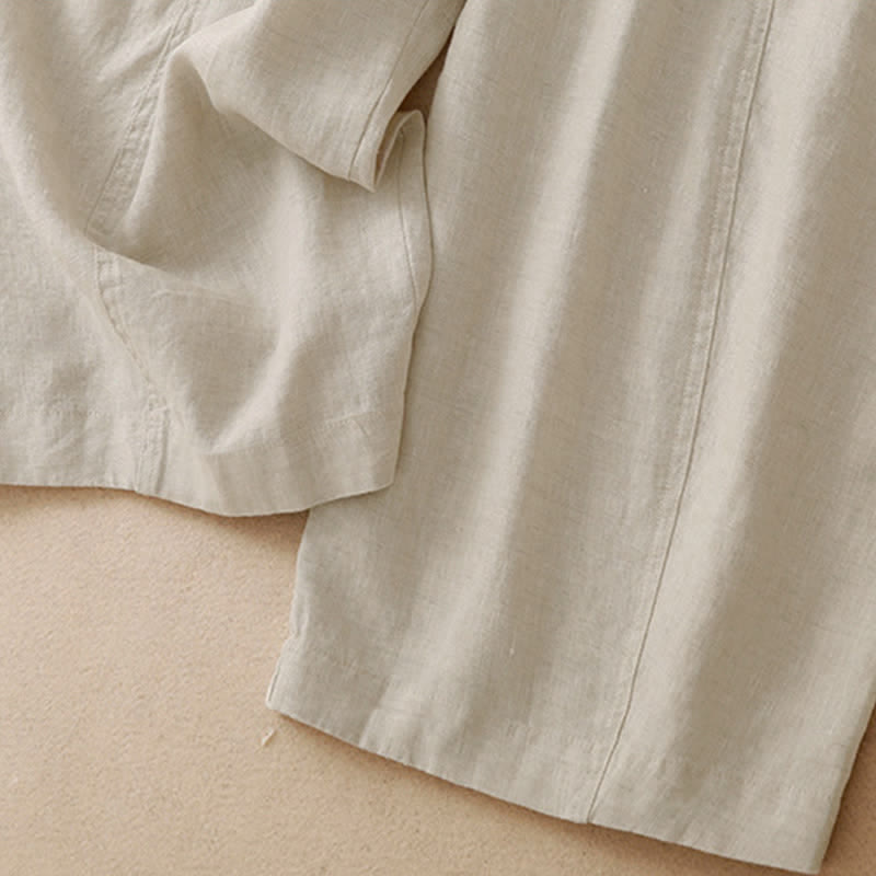 Buddha Stones Lässige, minimalistische Cropped-Hose mit Reißverschluss für Damen, Damenhose mit weitem Bein und Taschen, ideal für Frühling und Sommer - image 23