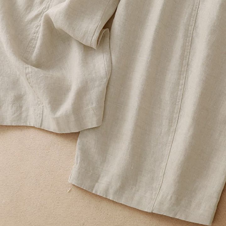 Buddha Stones Lässige, minimalistische Cropped-Hose mit Reißverschluss für Damen, Damenhose mit weitem Bein und Taschen, ideal für Frühling und Sommer - image 23