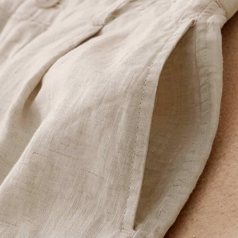 Buddha Stones Lässige, minimalistische Cropped-Hose mit Reißverschluss für Damen, Damenhose mit weitem Bein und Taschen, ideal für Frühling und Sommer - image 22
