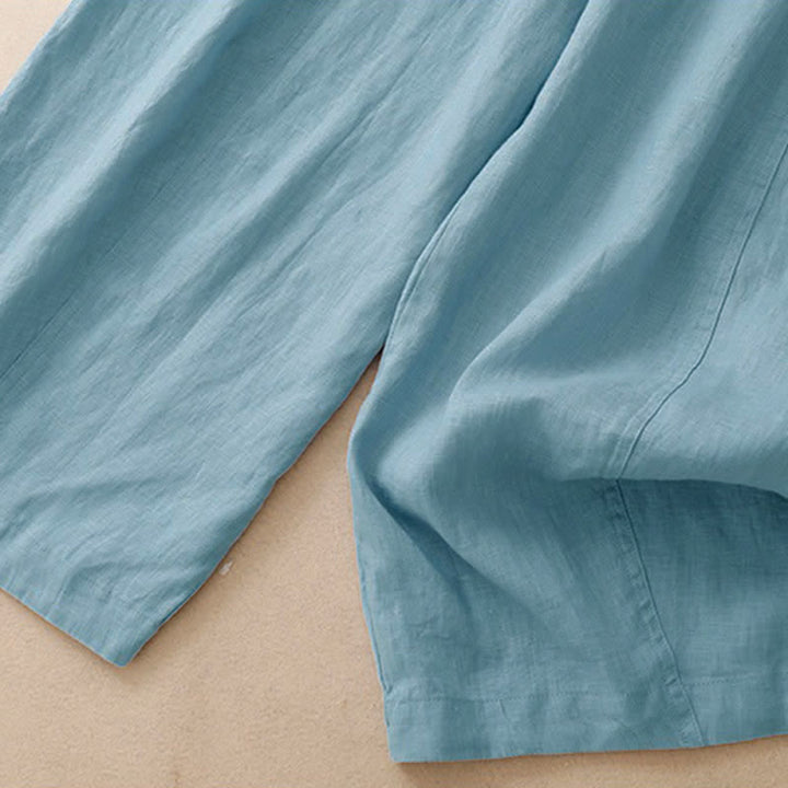 Buddha Stones Lässige, minimalistische Cropped-Hose mit Reißverschluss für Damen, Damenhose mit weitem Bein und Taschen, ideal für Frühling und Sommer - image 10