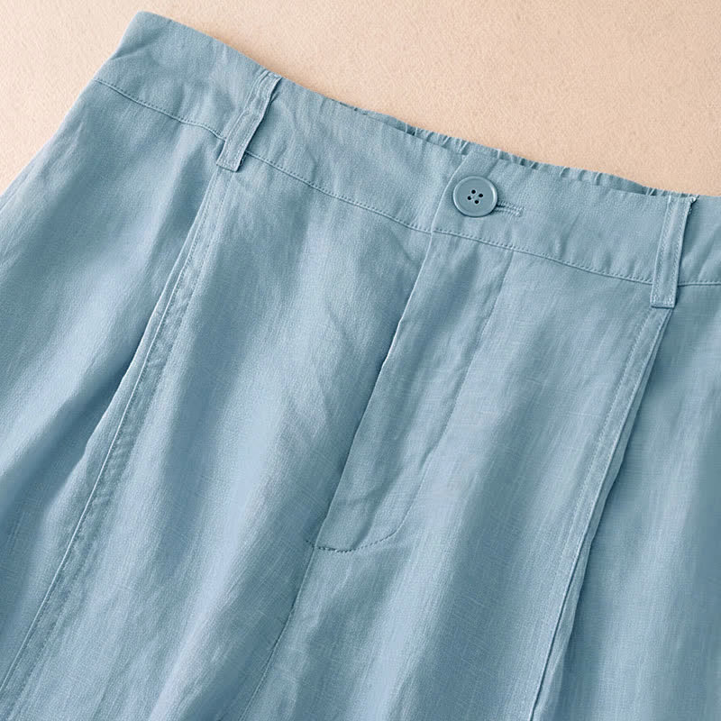 Buddha Stones Lässige, minimalistische Cropped-Hose mit Reißverschluss für Damen, Damenhose mit weitem Bein und Taschen, ideal für Frühling und Sommer - image 8