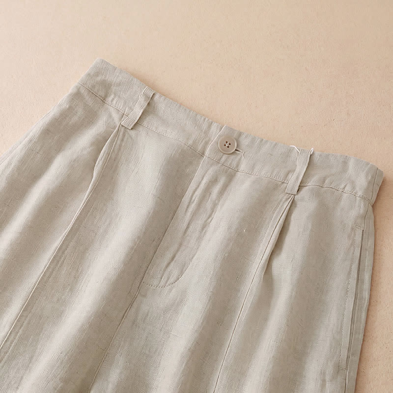 Buddha Stones Lässige, minimalistische Cropped-Hose mit Reißverschluss für Damen, Damenhose mit weitem Bein und Taschen, ideal für Frühling und Sommer - image 20