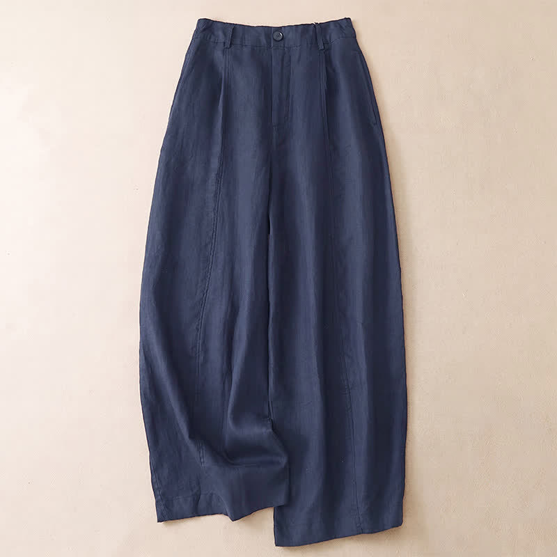 Buddha Stones Lässige, minimalistische Cropped-Hose mit Reißverschluss für Damen, Damenhose mit weitem Bein und Taschen, ideal für Frühling und Sommer - Mitternachtsblau - US8-10, UK/AU12-14, EU40-42 (2XL) - image 11