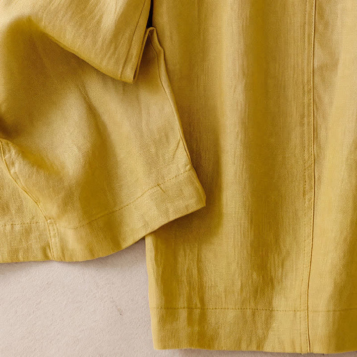 Buddha Stones Lässige, minimalistische Cropped-Hose mit Reißverschluss für Damen, Damenhose mit weitem Bein und Taschen, ideal für Frühling und Sommer - image 5