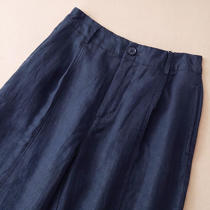 Buddha Stones Lässige, minimalistische Cropped-Hose mit Reißverschluss für Damen, Damenhose mit weitem Bein und Taschen, ideal für Frühling und Sommer - image 12