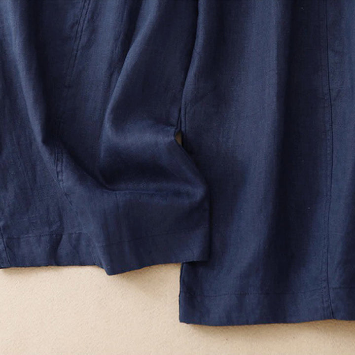 Buddha Stones Lässige, minimalistische Cropped-Hose mit Reißverschluss für Damen, Damenhose mit weitem Bein und Taschen, ideal für Frühling und Sommer - image 15