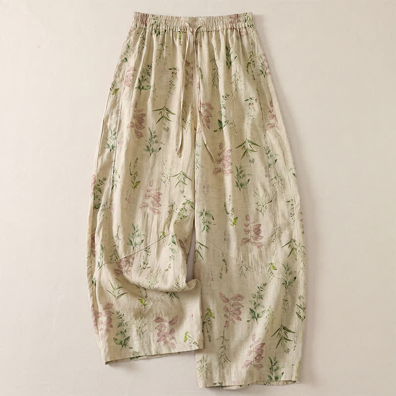 Buddha Stones Lässige Boho-Haremshose mit Kordelzug, Blumenmuster und Taschen für Damen – ideal für Frühling und Sommer - Beige - US8-10, UK/AU12-14, EU40-42 (2XL) - image 6