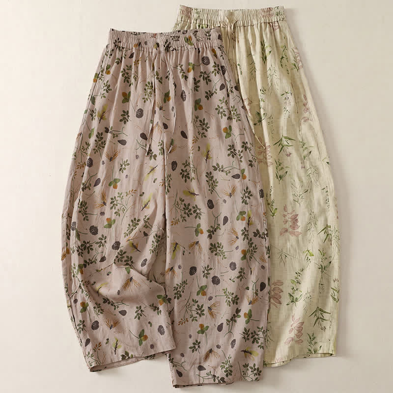 Buddha Stones Lässige Boho-Haremshose mit Kordelzug, Blumenmuster und Taschen für Damen – ideal für Frühling und Sommer - image 11