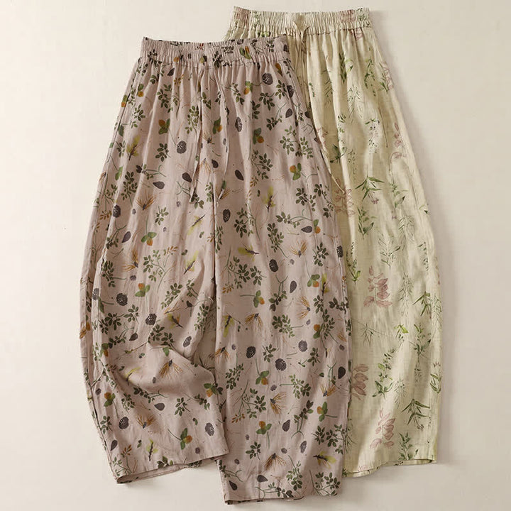 Buddha Stones Lässige Boho-Haremshose mit Kordelzug, Blumenmuster und Taschen für Damen – ideal für Frühling und Sommer - image 11