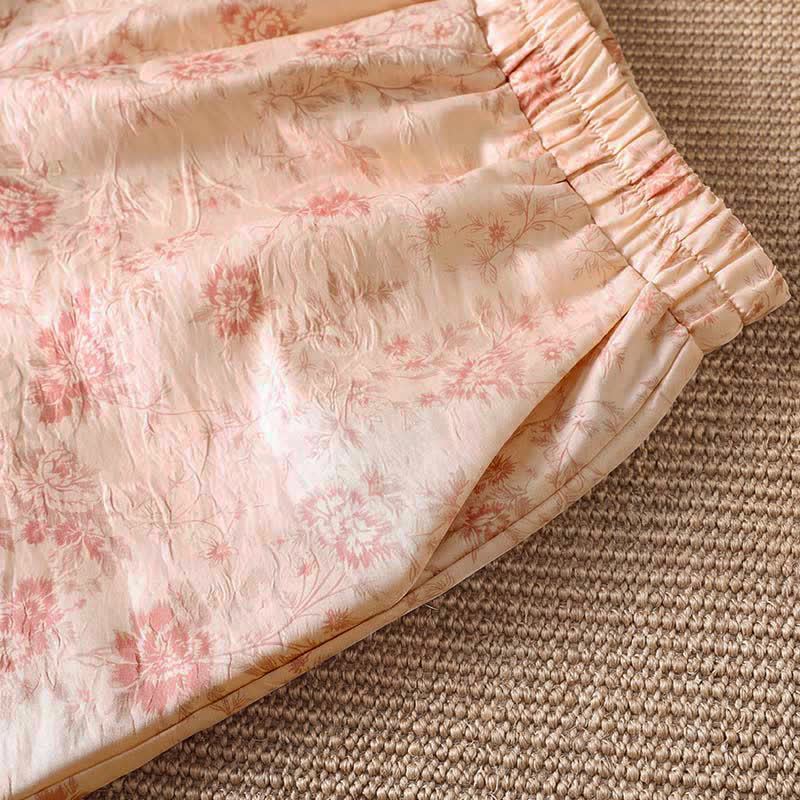 Buddha Stones Lässige lange Boho-Hose für Damen, rosa mit Blumenmuster, weites Bein und Taschen, ideal für Frühling und Sommer - image 5