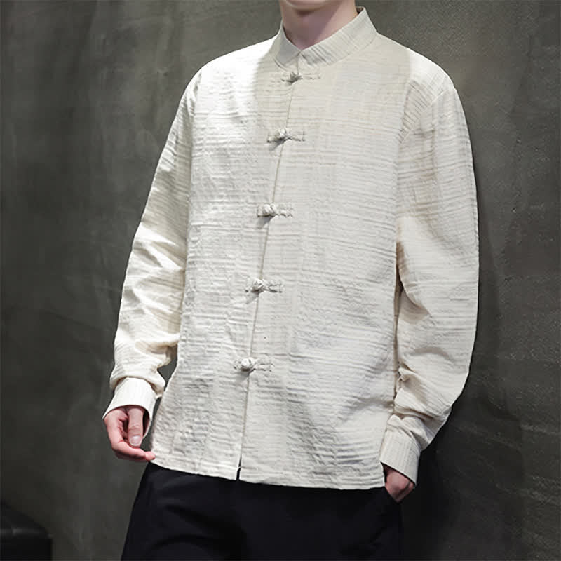 Buddha Stones Herbstliches Langarmhemd im Vintage-Stil mit Froschknopf und Blumenmuster - image 15