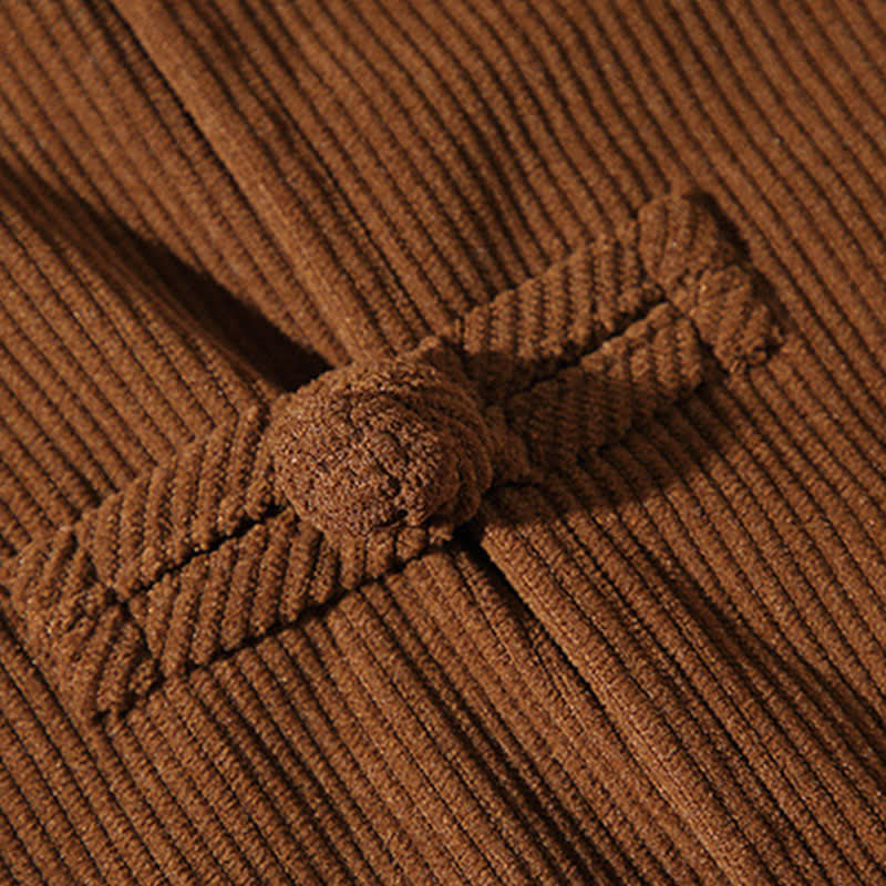 Buddha Stones Lässige Herrenjacke im Tang-Stil mit Froschknopfverschluss aus einfarbiger Baumwolle für Herbst und Winter - image 12