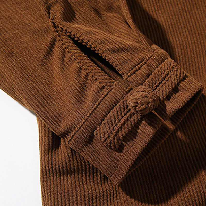 Buddha Stones Lässige Herrenjacke im Tang-Stil mit Froschknopfverschluss aus einfarbiger Baumwolle für Herbst und Winter - image 13