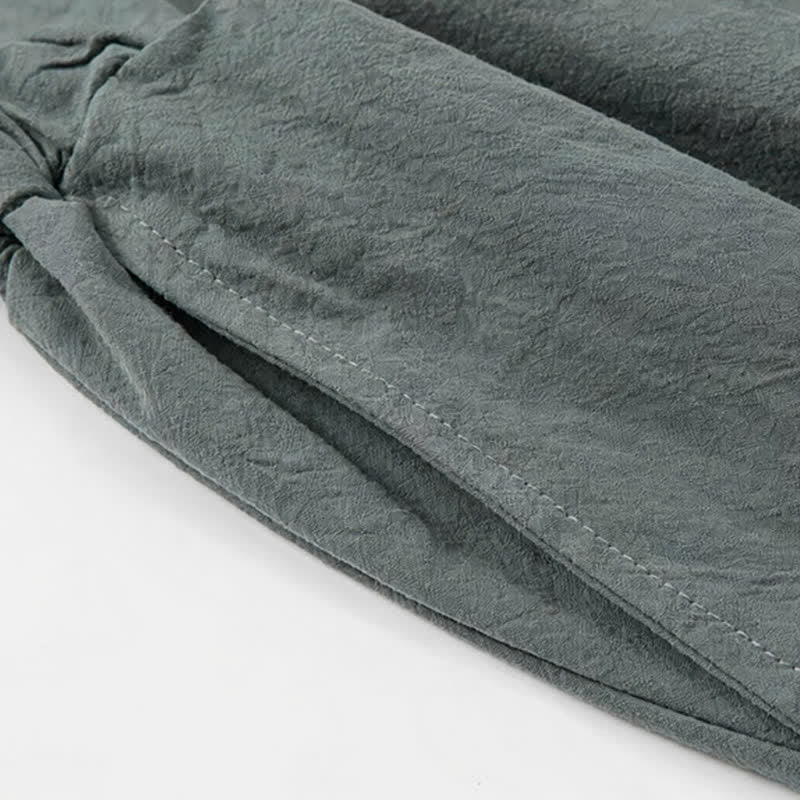 Buddha Stones 2-teiliges Set für Frühling und Sommer im Tang-Stil: Hemd und Hose mit Stehkragen, ellbogenlangen Ärmeln, einfarbig, aus Baumwolle, mit Taschen, ideal für Herren-Meditation. - image 11