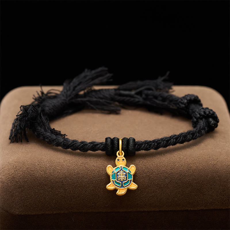 Buddha Stones Schildkrötenanhänger, vergoldetes Kupfer-Rotfaden-Armband aus Tibet - image 19