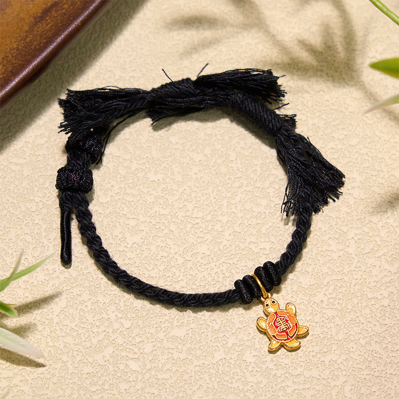 Buddha Stones Schildkrötenanhänger, vergoldetes Kupfer-Rotfaden-Armband aus Tibet - image 22