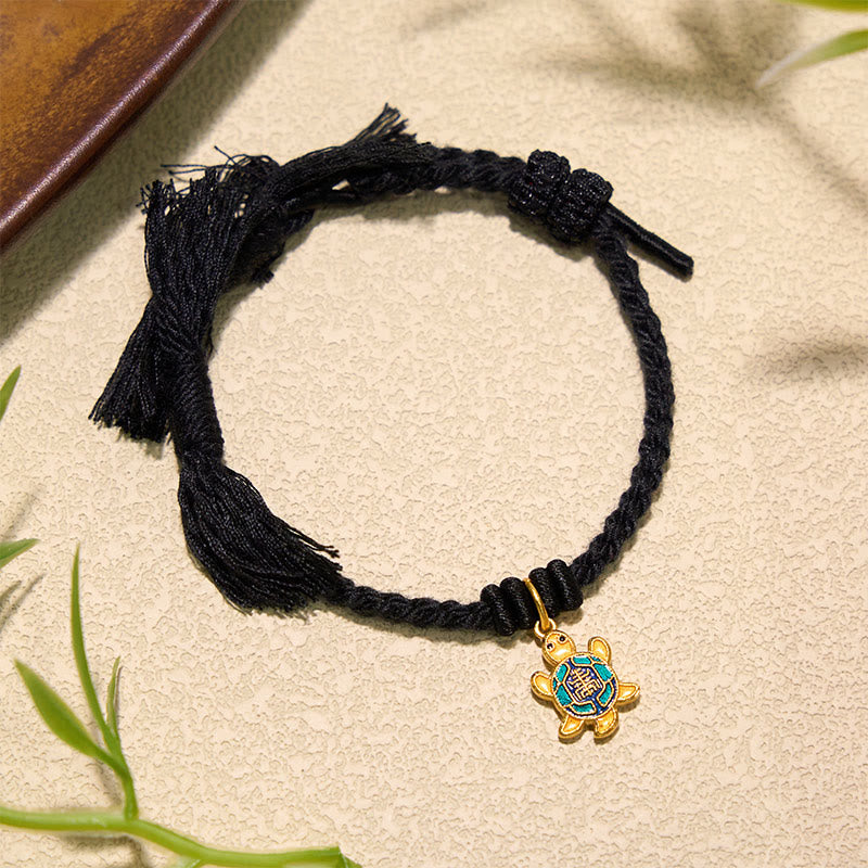 Buddha Stones Schildkrötenanhänger, vergoldetes Kupfer-Rotfaden-Armband aus Tibet - image 21